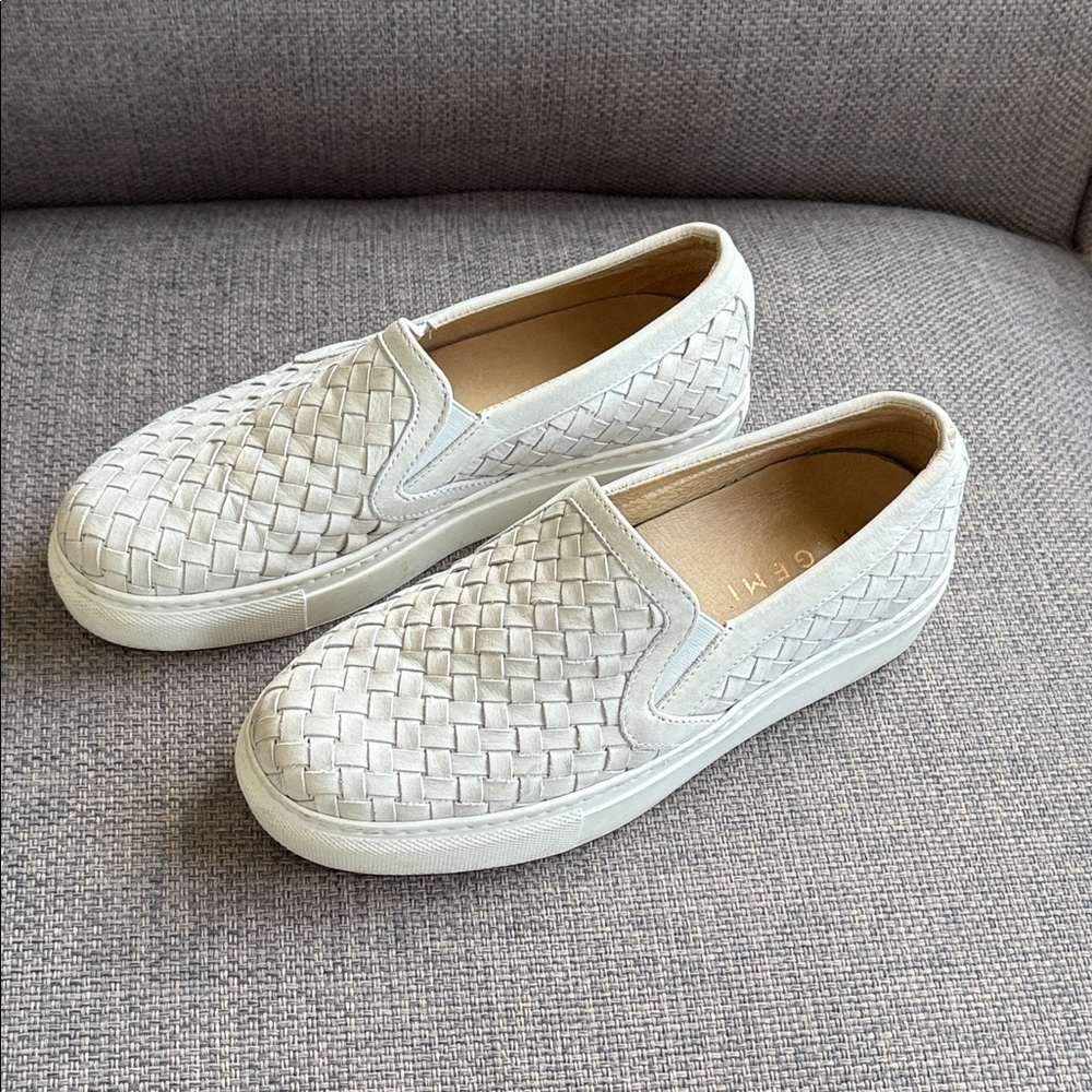M. Gemi Woven Slip-On Sneakers in Off-White/Cream